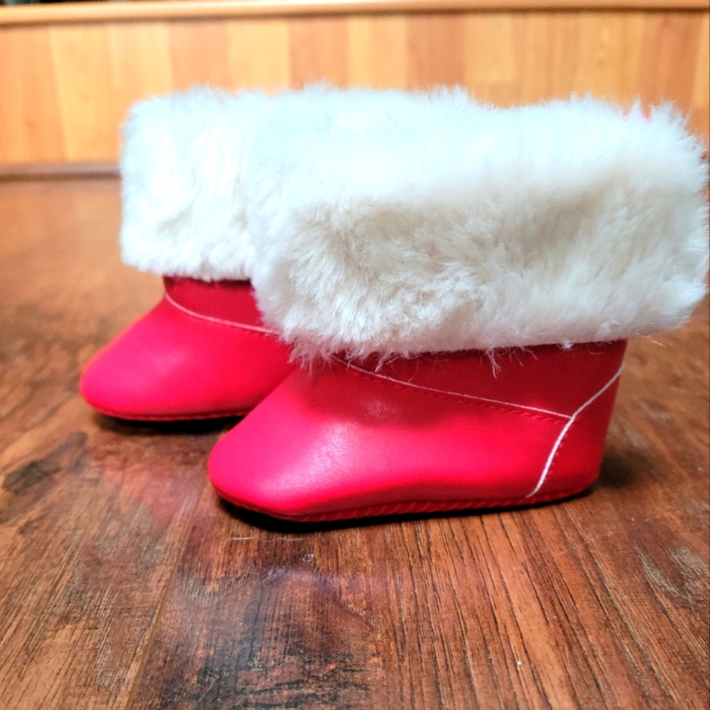 Baby GAP 6-12 month red boots with faux fur